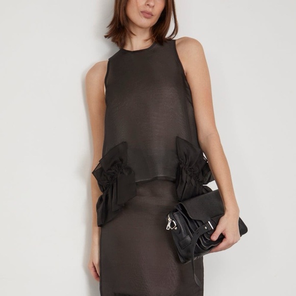 Jacquemus Tops - BITE STUDIOS ruffle frill silk organza top in black